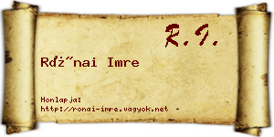 Rónai Imre névjegykártya