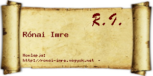 Rónai Imre névjegykártya